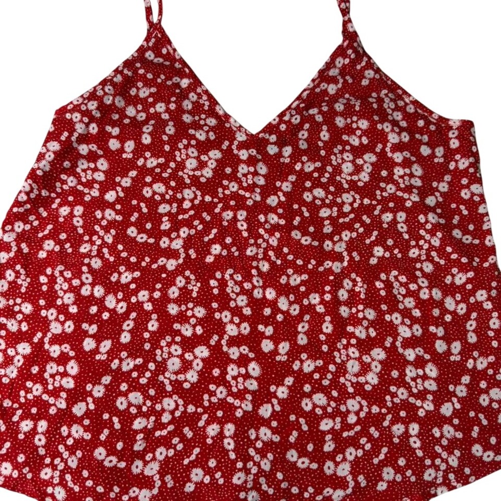 SHEIN Red White Floral Cami Top Spaghetti Strap Summer Size L